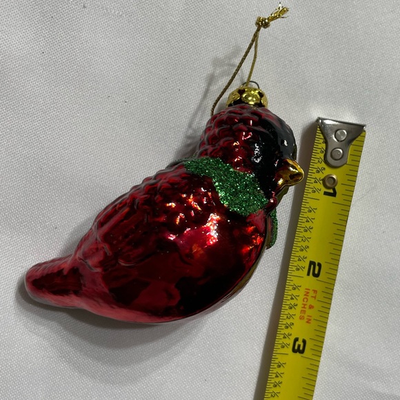 3” glass Red Robin Christmas tree ornament excellent condition - Picture 7 of 8